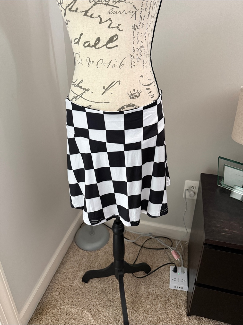 Women’s Black & White Checkerboard Skort